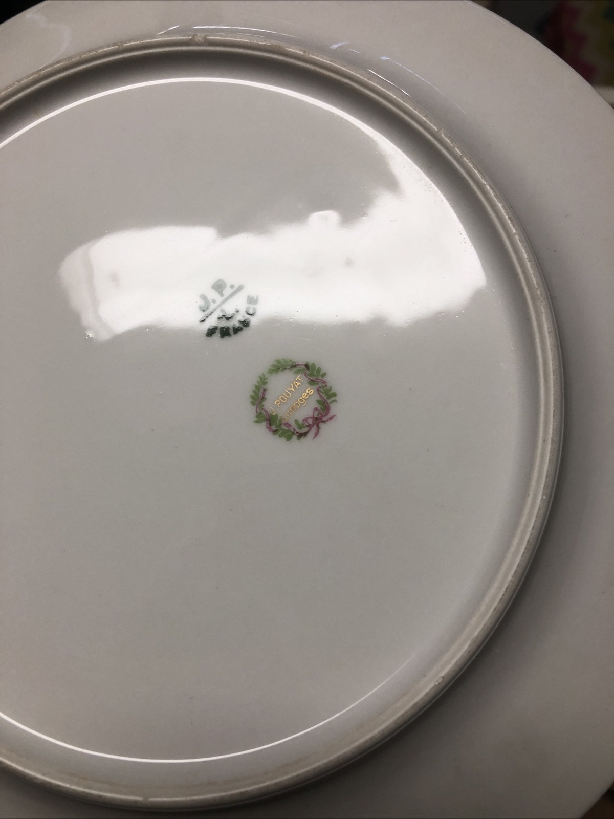 Vintage Lot Of 4 J.P.L. France J. Pouyat Limoges 8.5” SALAD PLATES Gold Design5