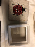 Porcelain Insect Box Red Ladybug Ceramic White Jewelry Container0