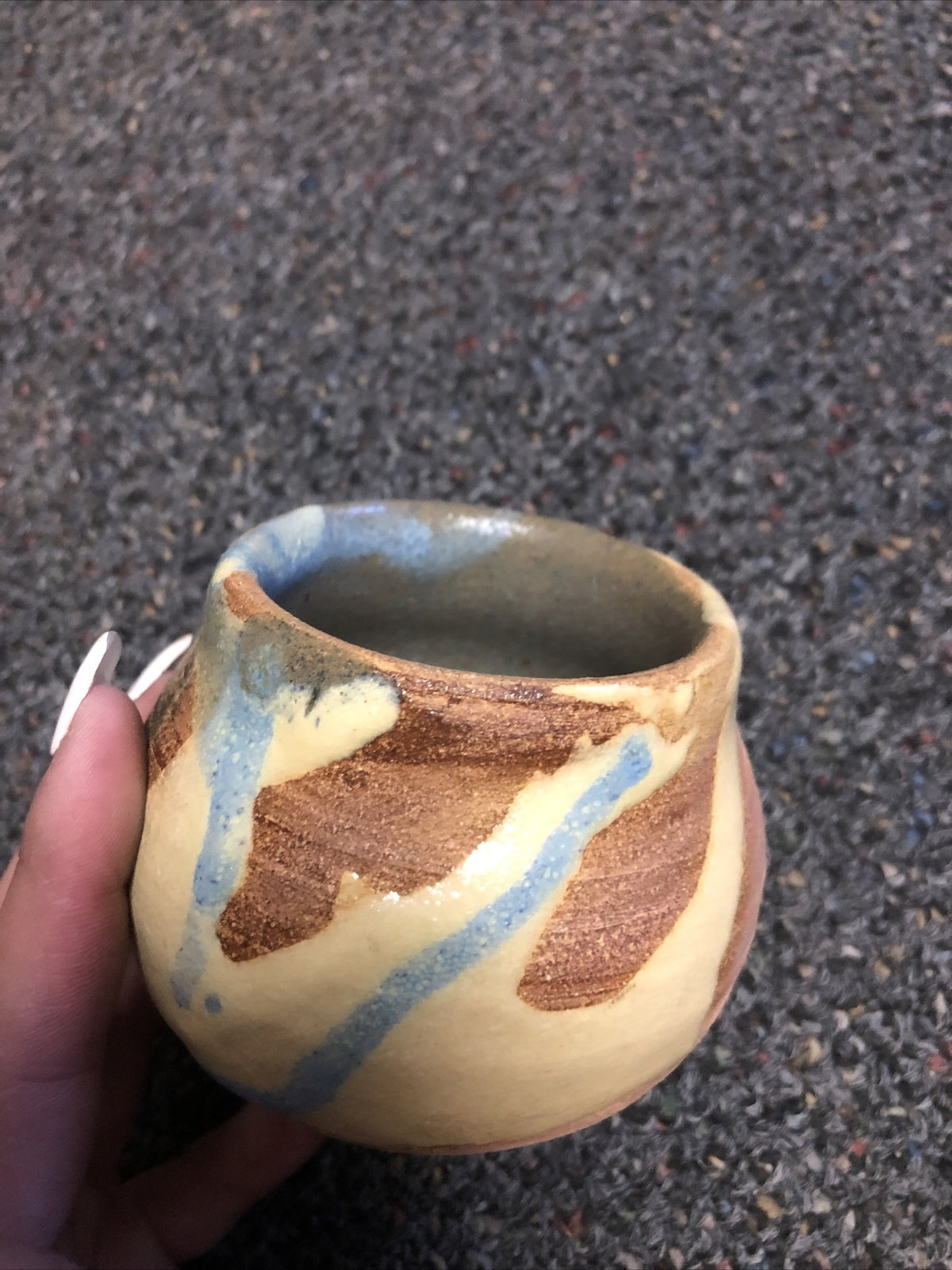Vintage Mini Pottery Flower Pot Vase Made In Poland 3”x3”0
