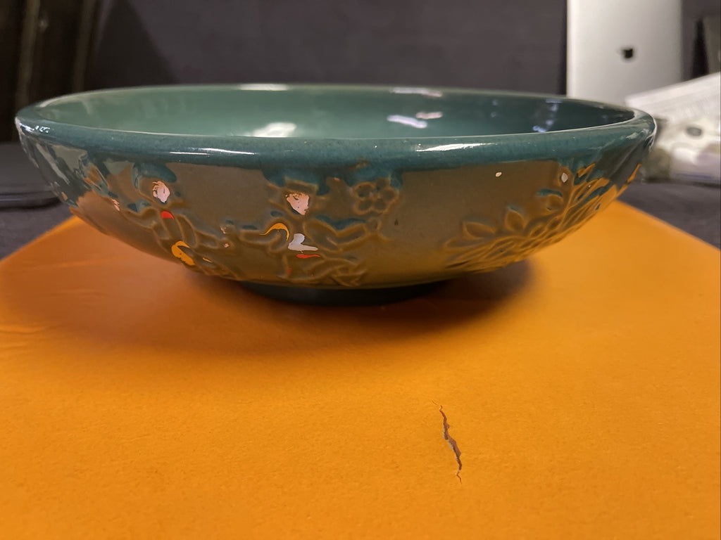 Vintage 1960s Red Wing Pottery Christmas Spruce Large Bowl 11"0