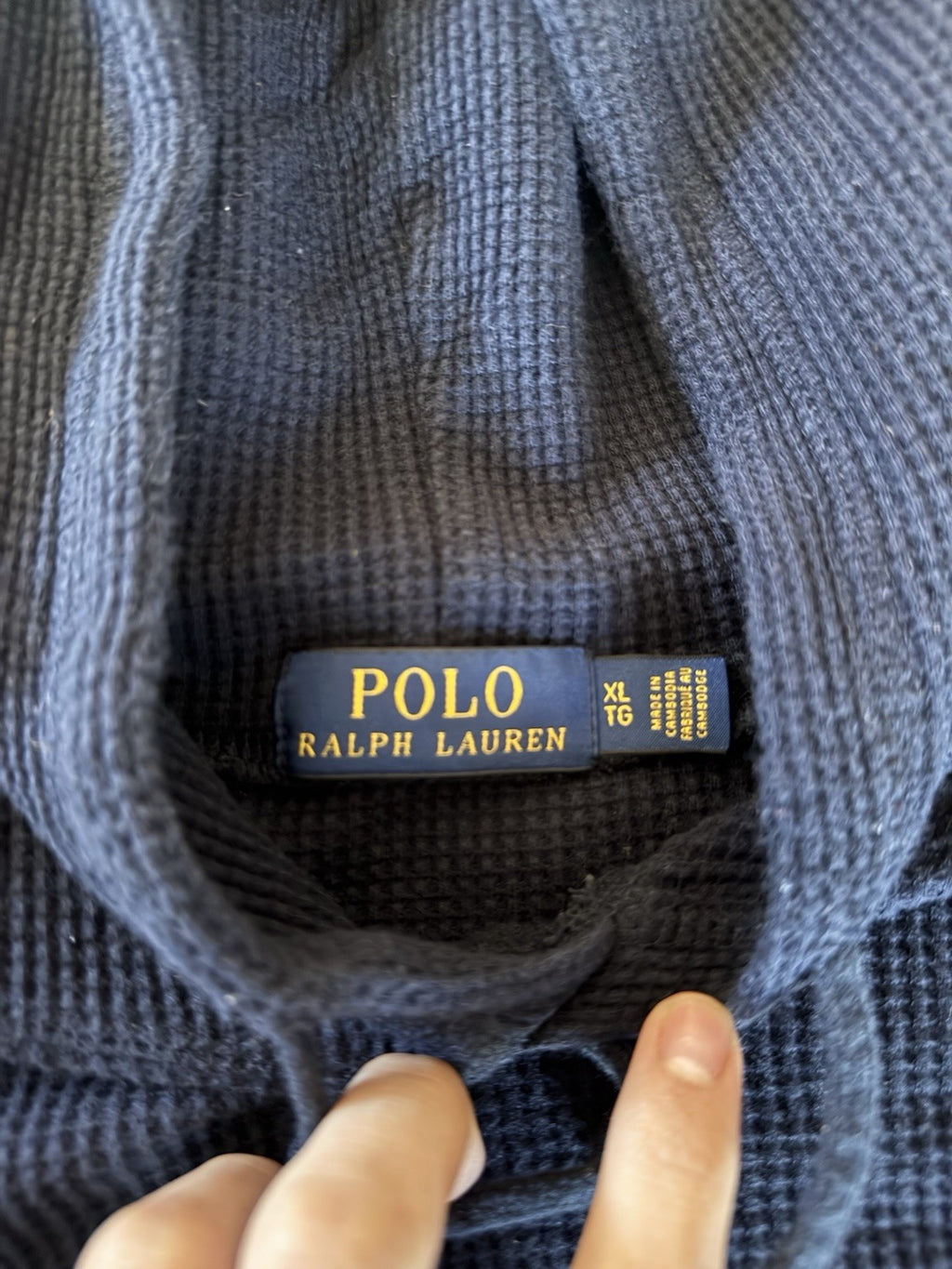 Polo Ralph Lauren Waffle Knit Hoodie Mens Blue Thermal Pullover sz XL3