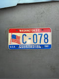 1981 WASHINGTON D.C. DISTRICT OF COLUMBIA INAUGURATION LICENSE PLATE C-0780