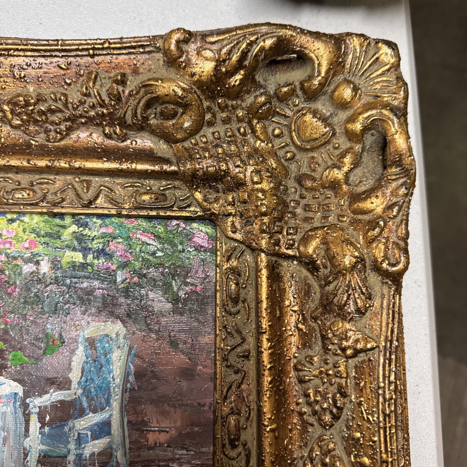Chunky Framed Still Life Floral Oil Painting Signed  17” X 15”2