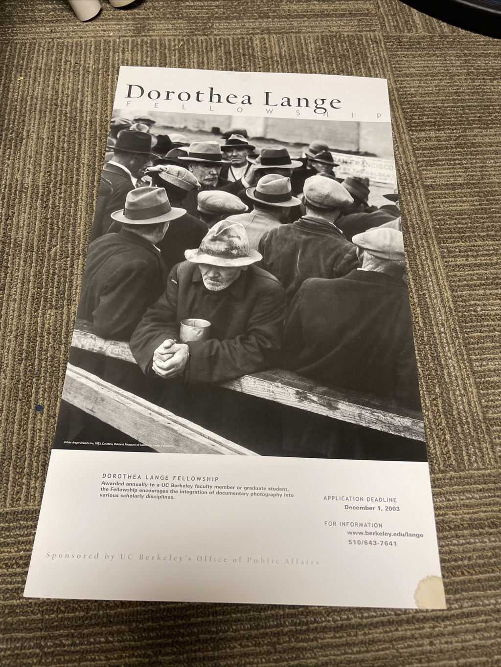 Dorothea Lange Fellowship photograph Poster UC Berkley 20030