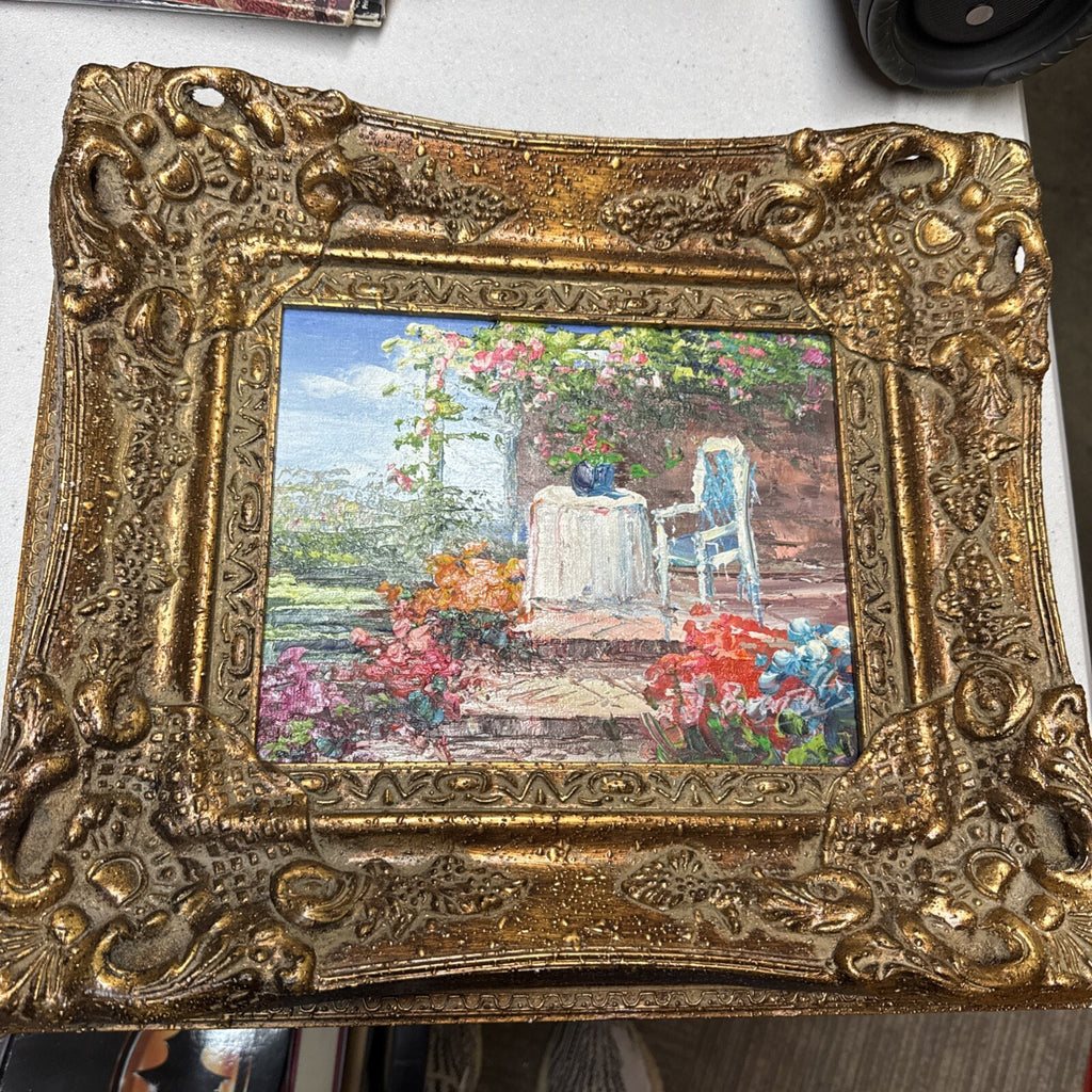 Chunky Framed Still Life Floral Oil Painting Signed  17” X 15”0