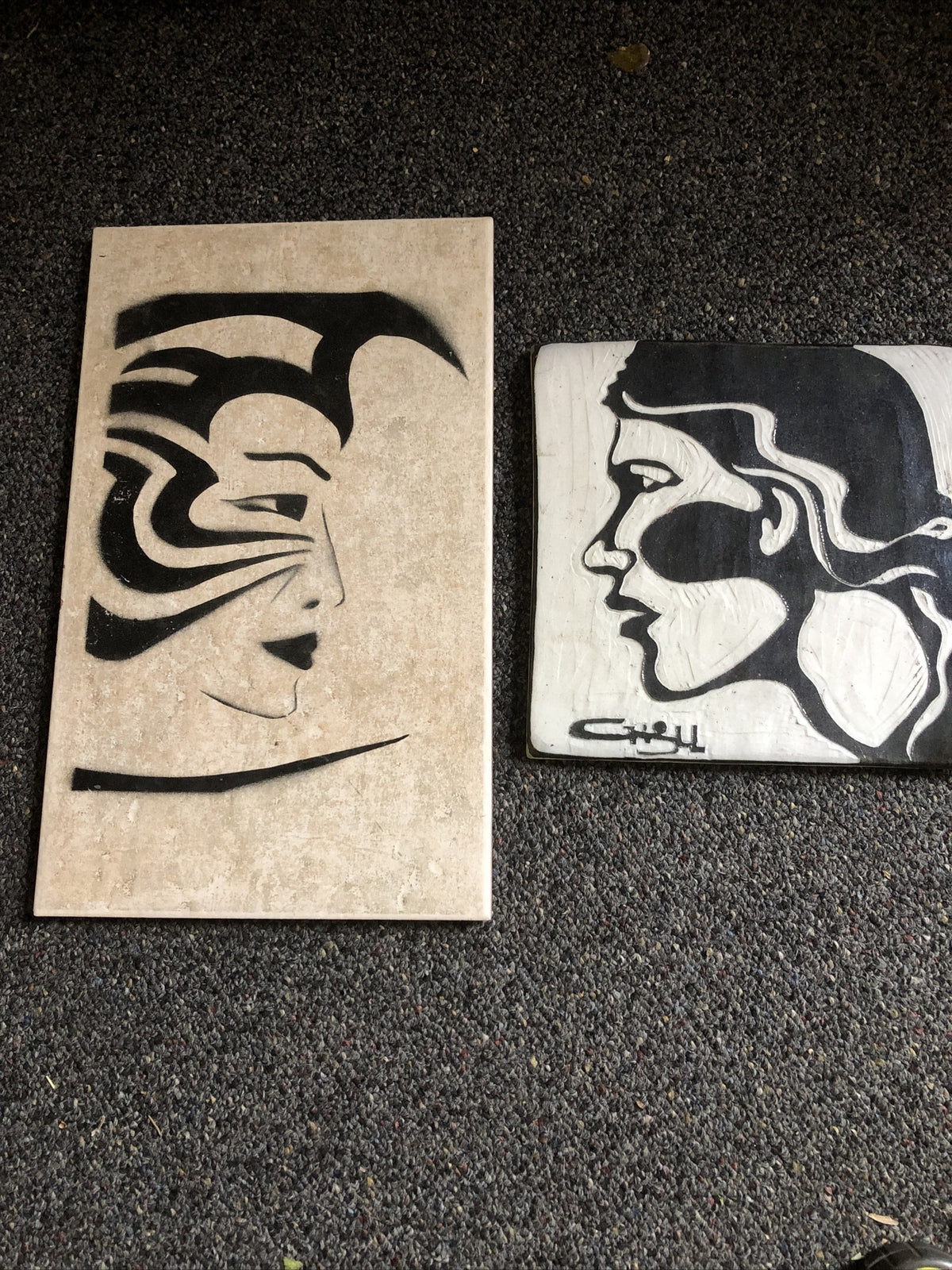 Lot Of 2 Vintage Tiles Wall Art See Pictures For Measurements0