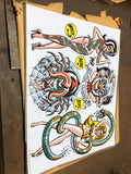 Mitch OConnell  CHICKS LOVE CLOWNS Flash Art Sheet No Sticker 2001 Rare!0