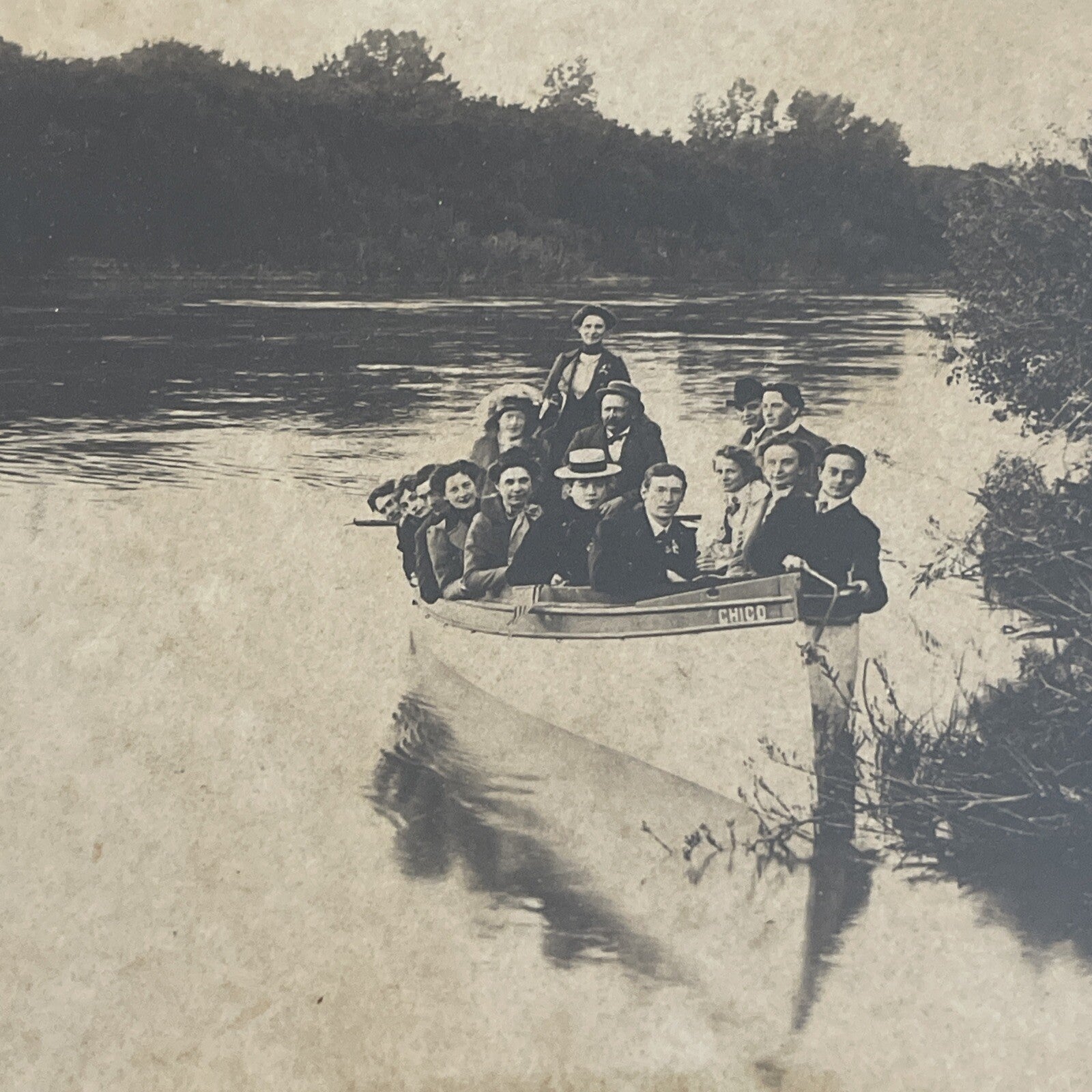 Real Antique Photo Not RPPC Boat On Lake Nebagemon Raymond Goodenough 1900s0