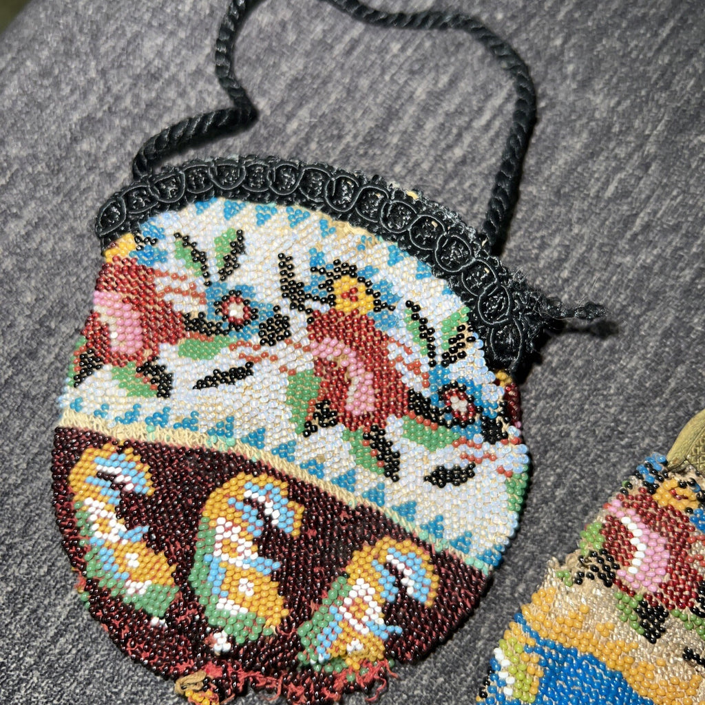 Lot of 3 Vintage Hand Crafted Beaded  Coin Purse Pouches High Quality Handmade5