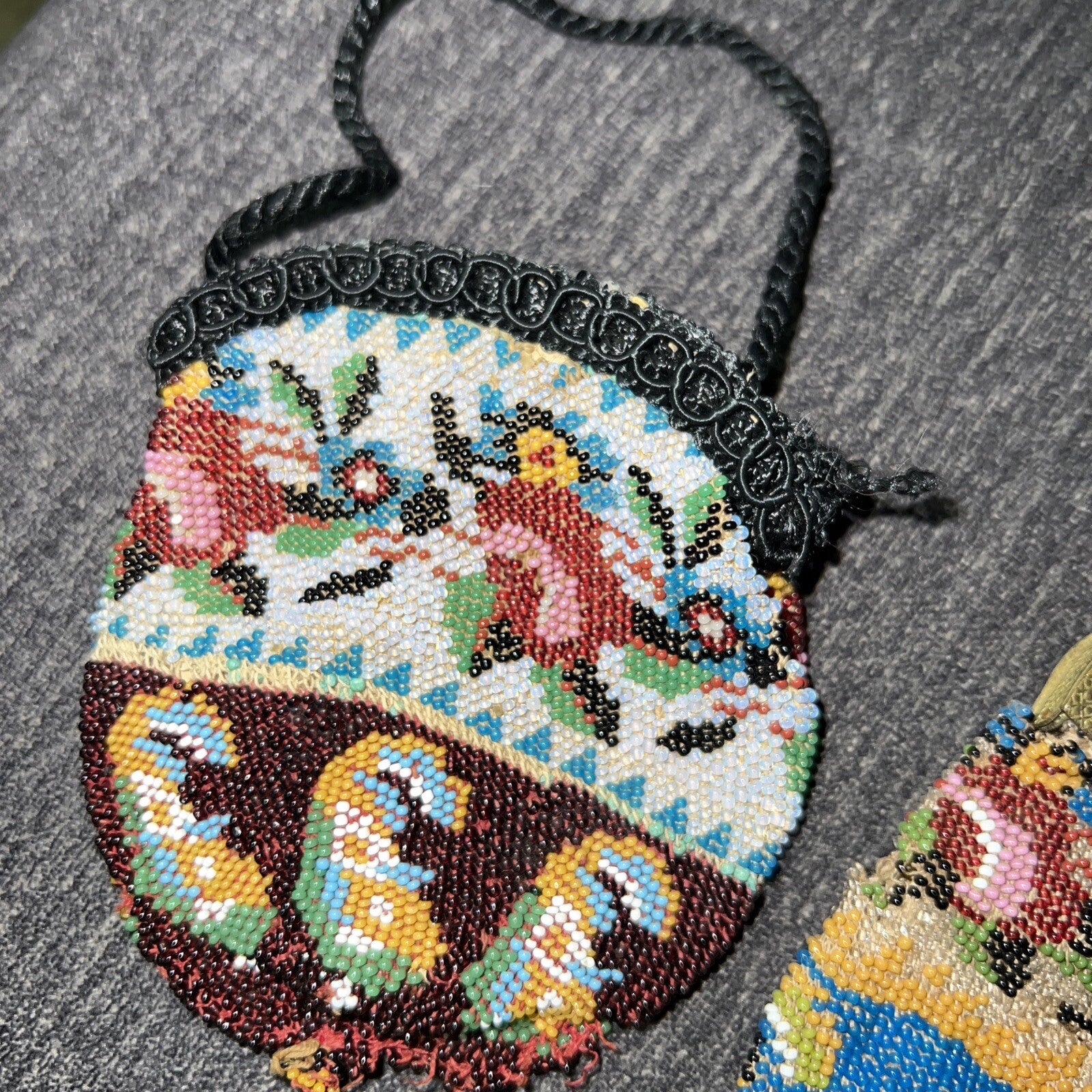 Lot of 3 Vintage Hand Crafted Beaded  Coin Purse Pouches High Quality Handmade5