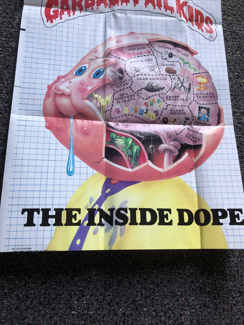 1986 Topps GARBAGE PAIL KIDS “The Inside Dope” POSTER 17”x12” No. 4 Of 182