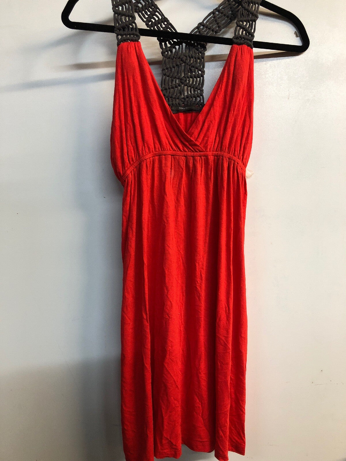 Soprano Sexy Red Fancy V-Neck Thick Straps Stretchy Dress Small0