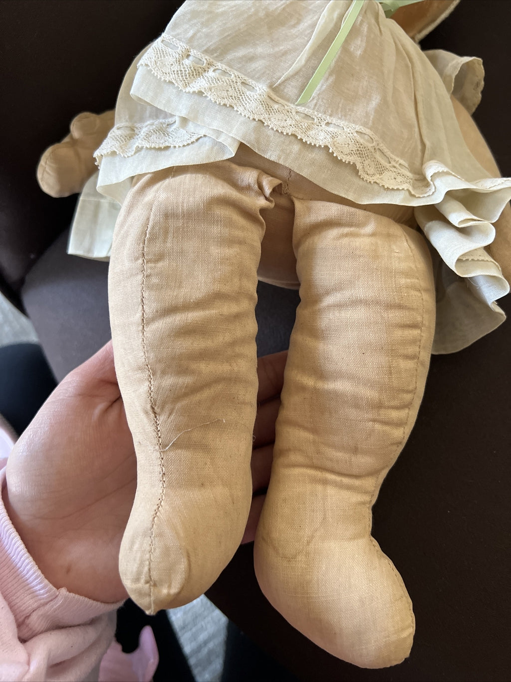 Vintage Cloth Toddler Doll Oil Painted Face Big Eyes , Cute!3