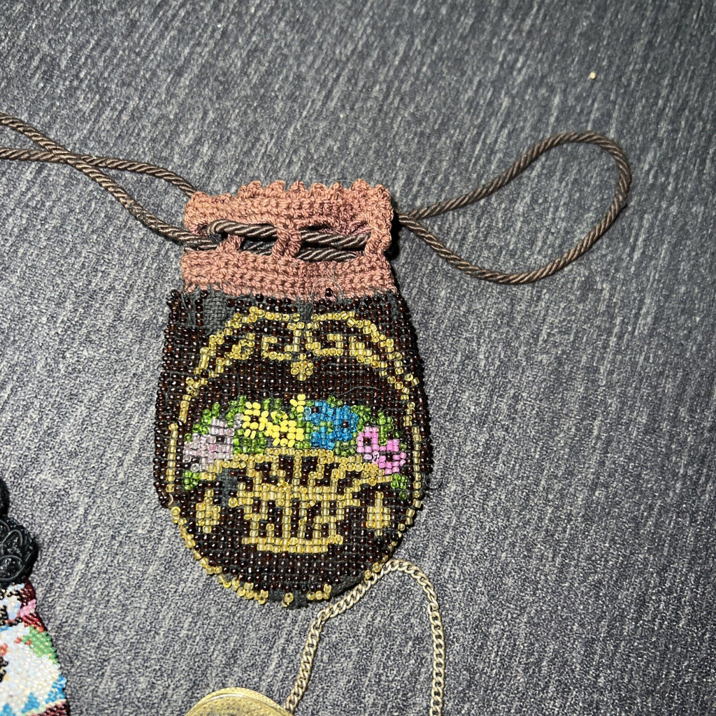 Lot of 3 Vintage Hand Crafted Beaded  Coin Purse Pouches High Quality Handmade3