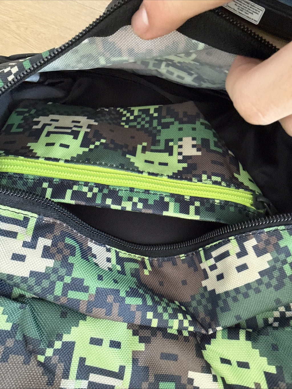 Pixelated Camouflage School Backpack Book Bag 16" Full Size Green Black3