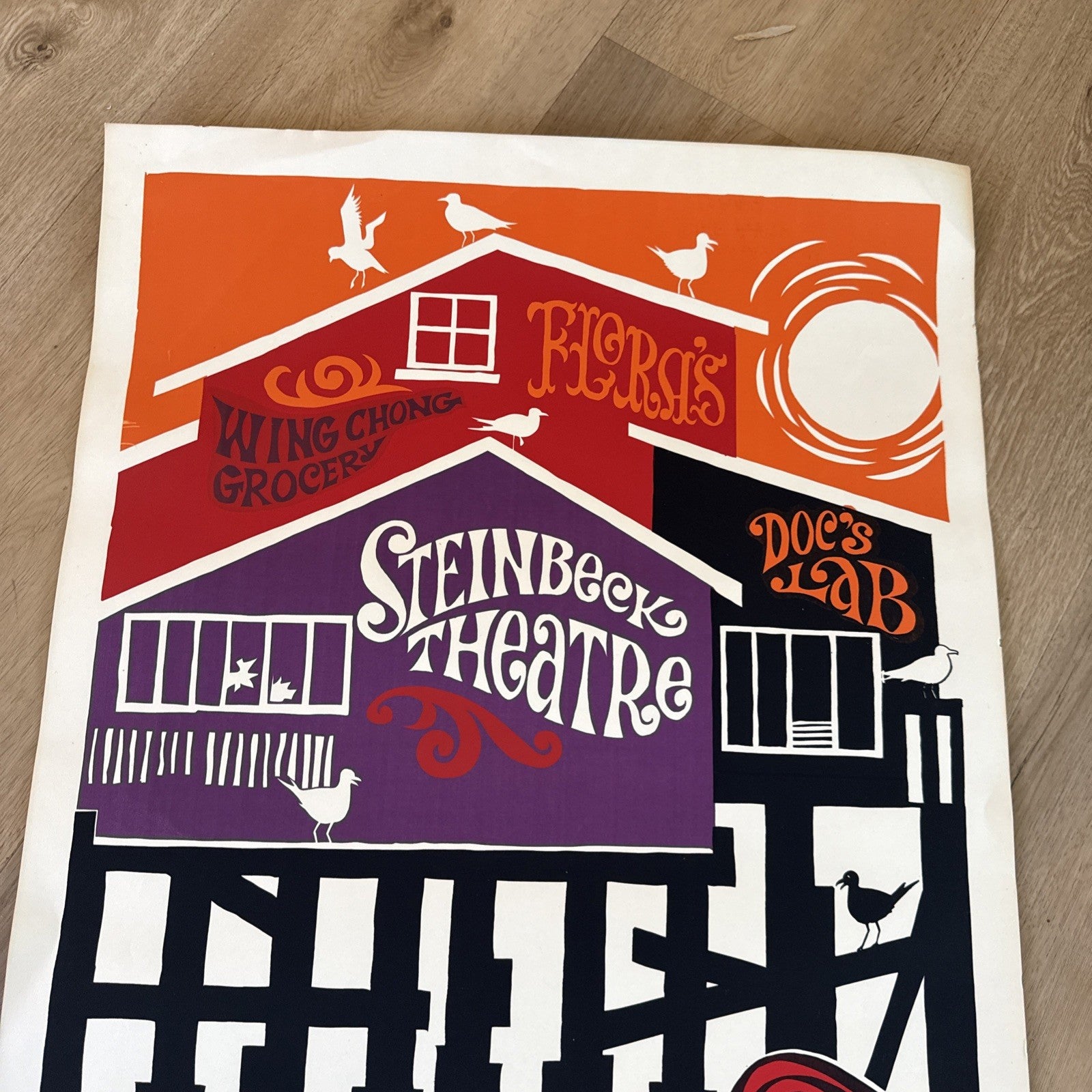 Vintage Cannery Row Monterey CA 1960s Style Psychedelic Poster Lithograph1