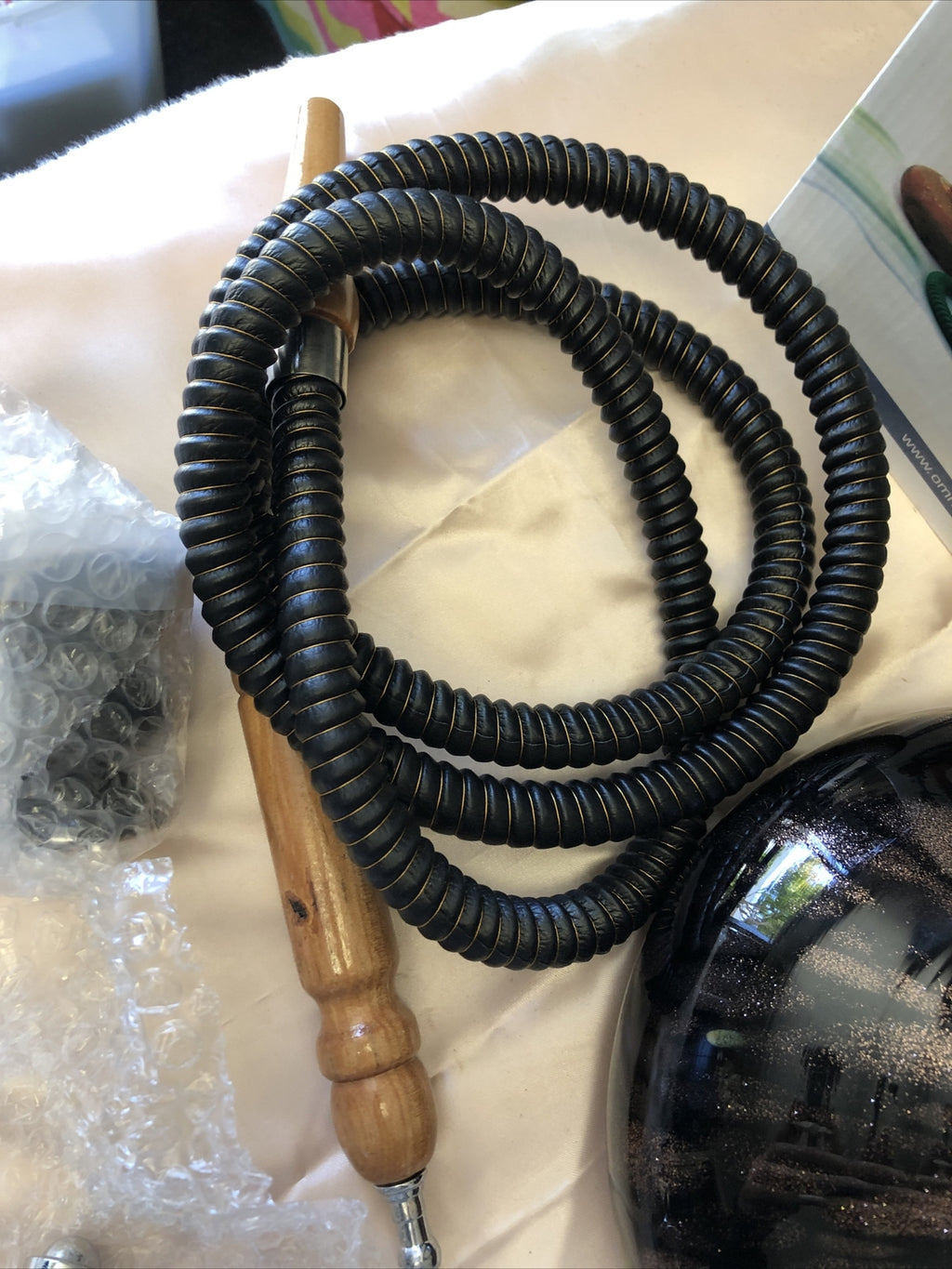 OMNIS World Glass Hookah Brown/Black Hookah W/ All Parts Box Is Damaged5