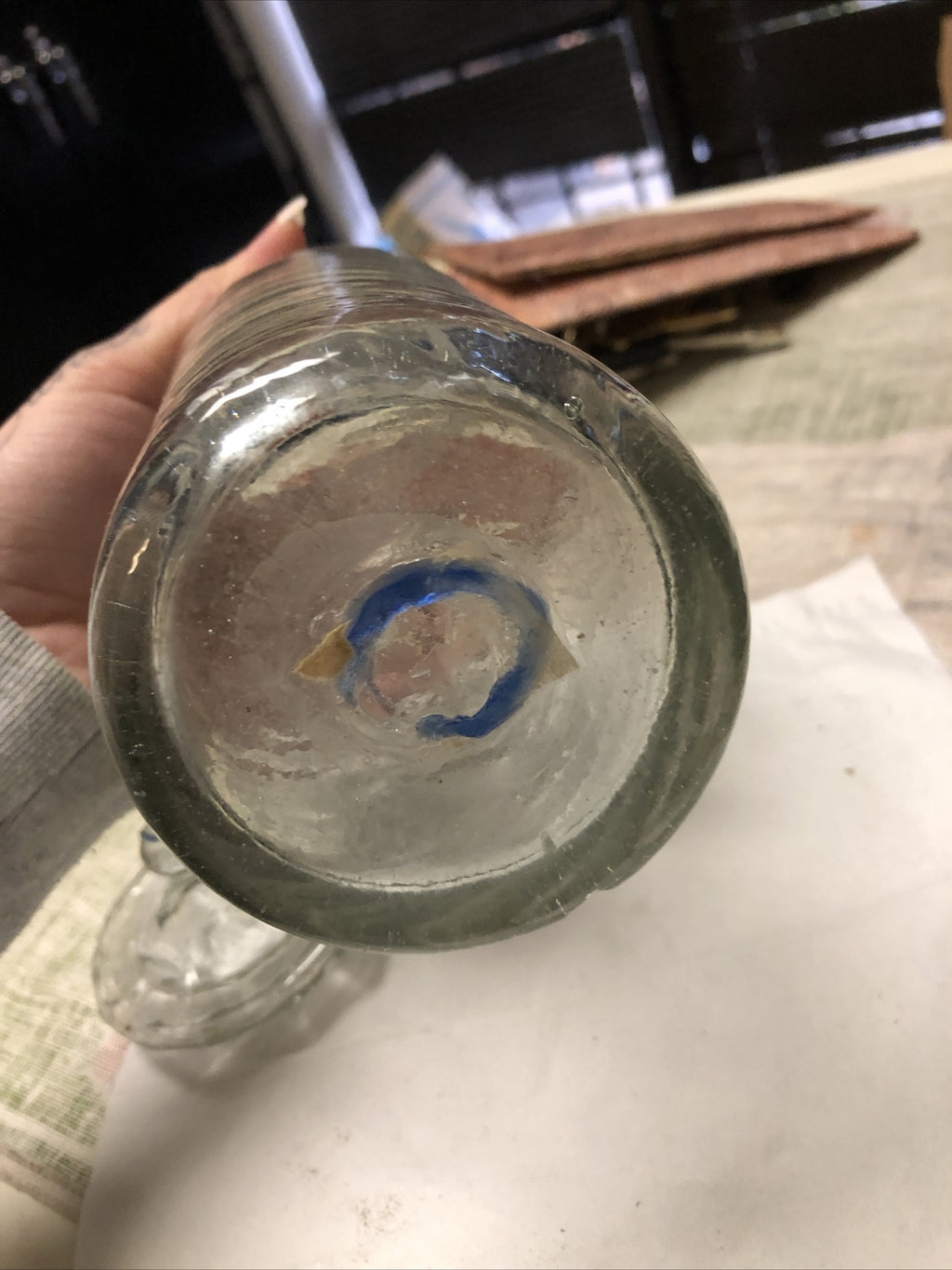 Vintage Clear Swirl Glass Canister With Lid Candy Jar 7.5”x3”7