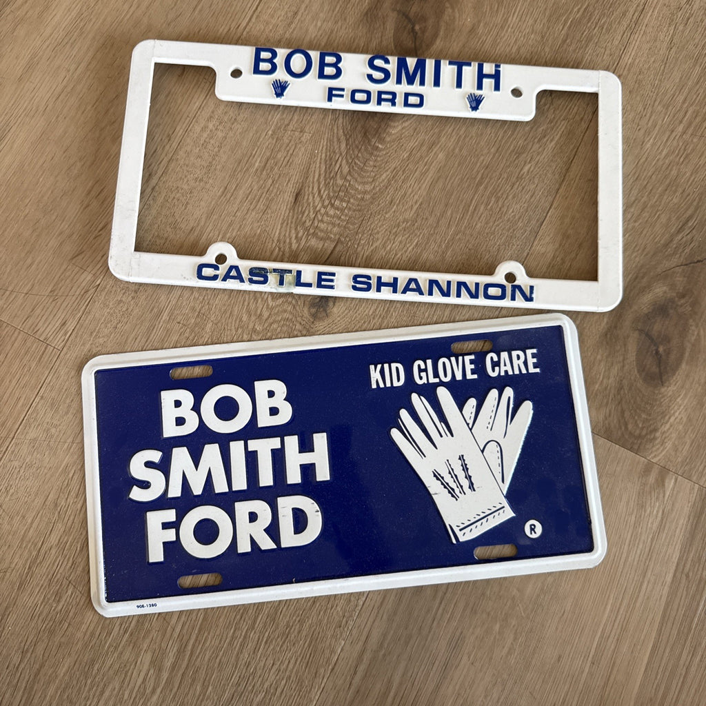 Vintage Bob Smith Ford Castle Shannon PA Kid Glove Care Plate Topper & Frame2