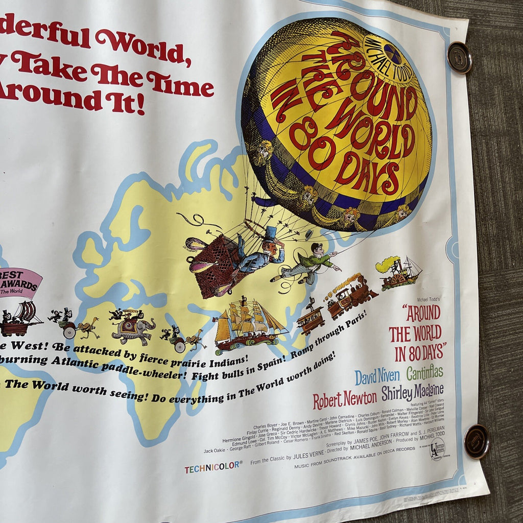 1968 Large AROUND  THE WORLD IN 80 DAYS  original U.S Theater Display Poster 60”5