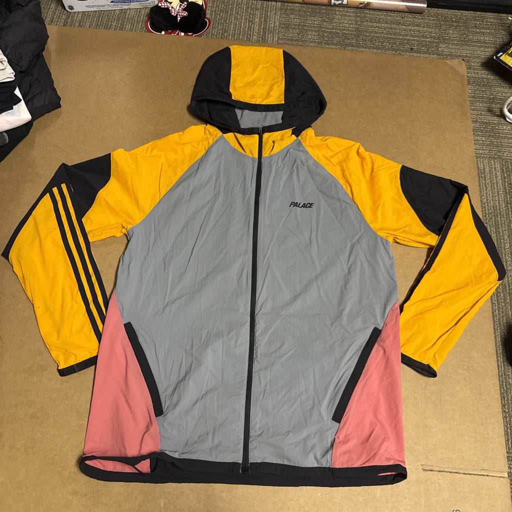 Palace X Adidas Orange Grey Shell Hooded Jacket Size Medium0