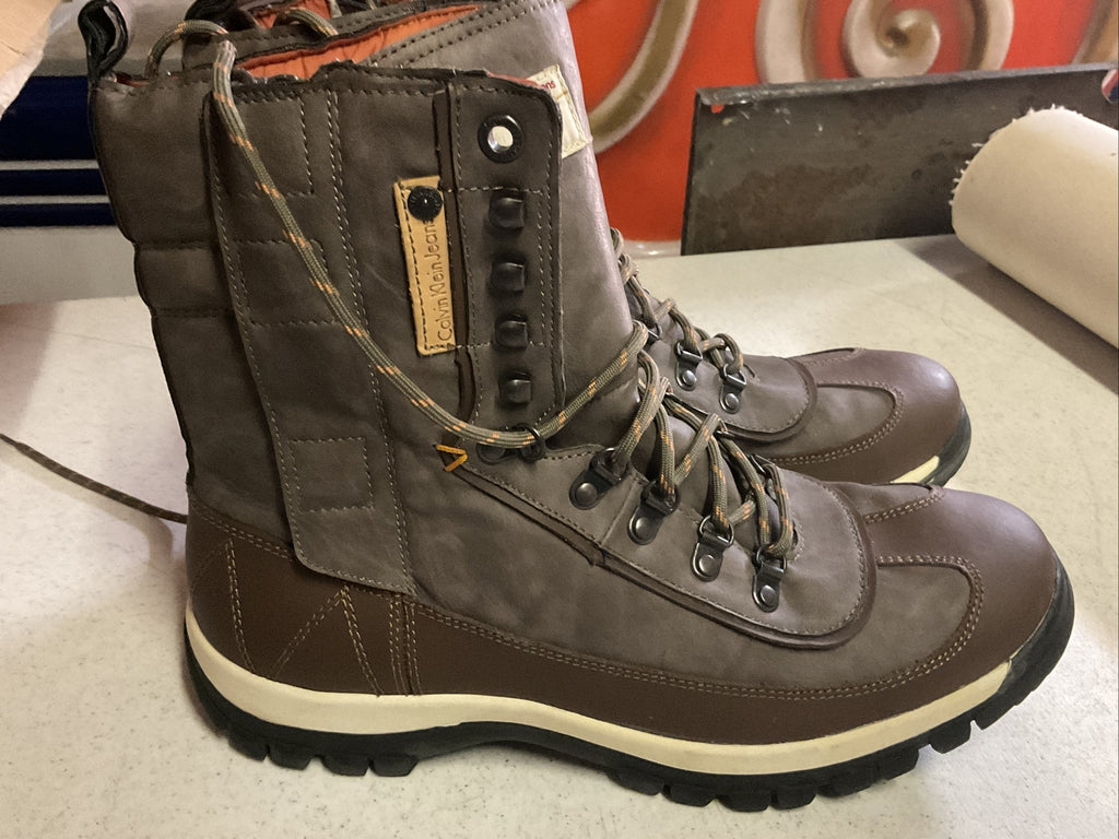 Calvin Klein Jeans BOOT Size 11.5 M Brown  leather lace-up NEW1