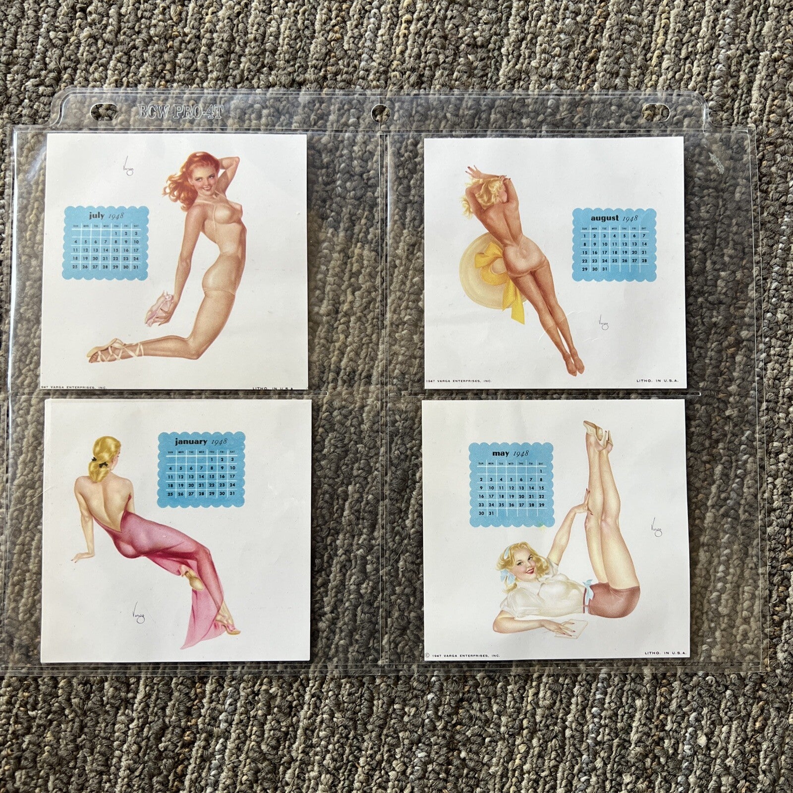 Lot of 10 1948 Varga Enterpises Girl Pin Up Mini Calendar Pages 4