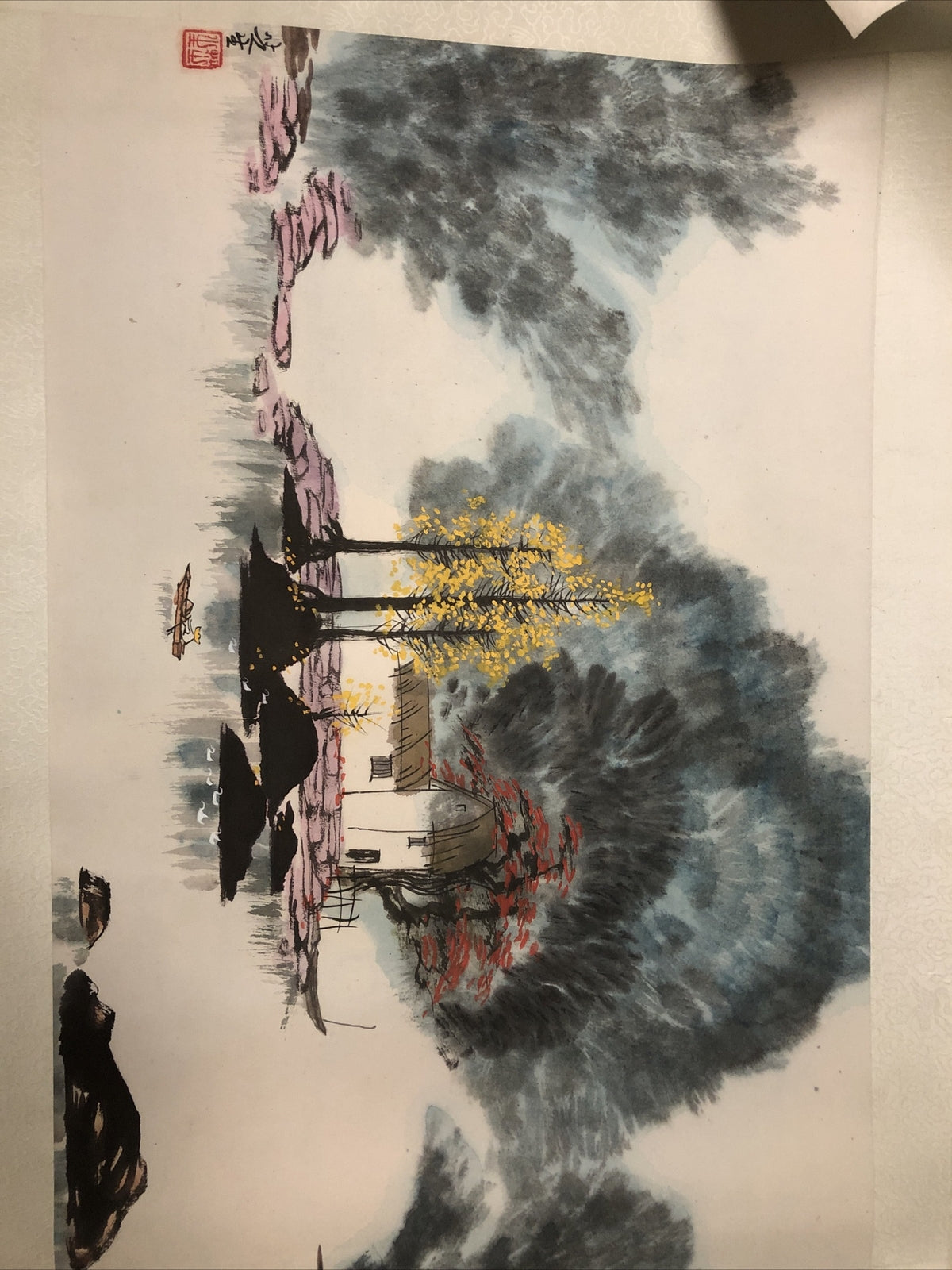 Lot 2: Vintage Japanese Scroll With Box Landscapes Signed Rolled0