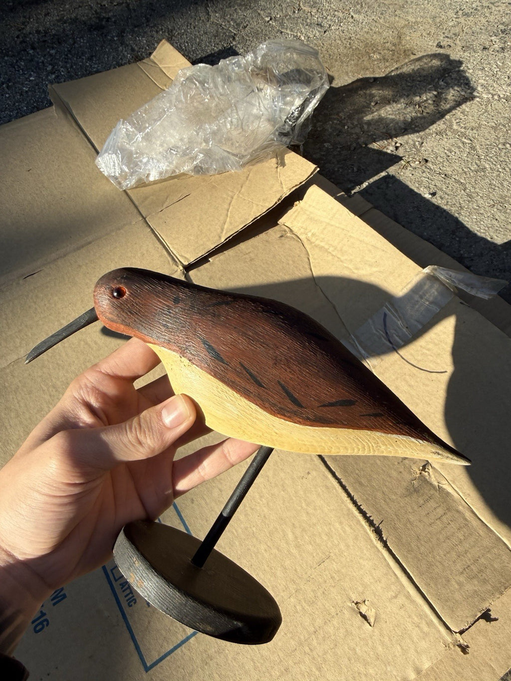 VTG W.H. ROOME '80 Hand Carved Wood Shorebird Decoy Folk Art Signed Bird #362