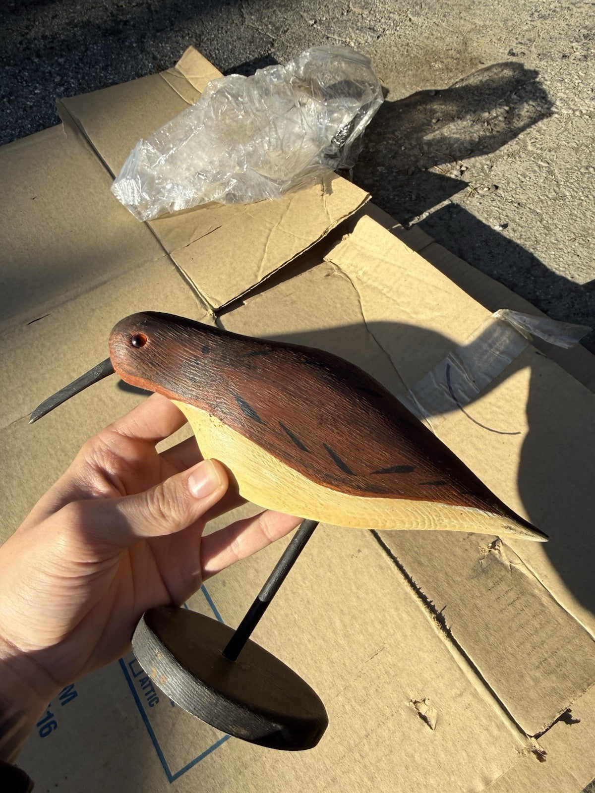 VTG W.H. ROOME '80 Hand Carved Wood Shorebird Decoy Folk Art Signed Bird #362