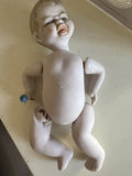 5” Vintage Bisque Crying Baby Doll With Rattle in Hand0