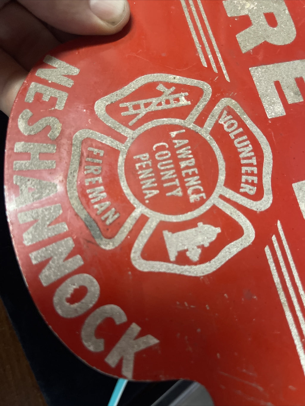 Original Fire Dept Lawrence County Penna Smaltz  License Plate Topper Gas Oil2