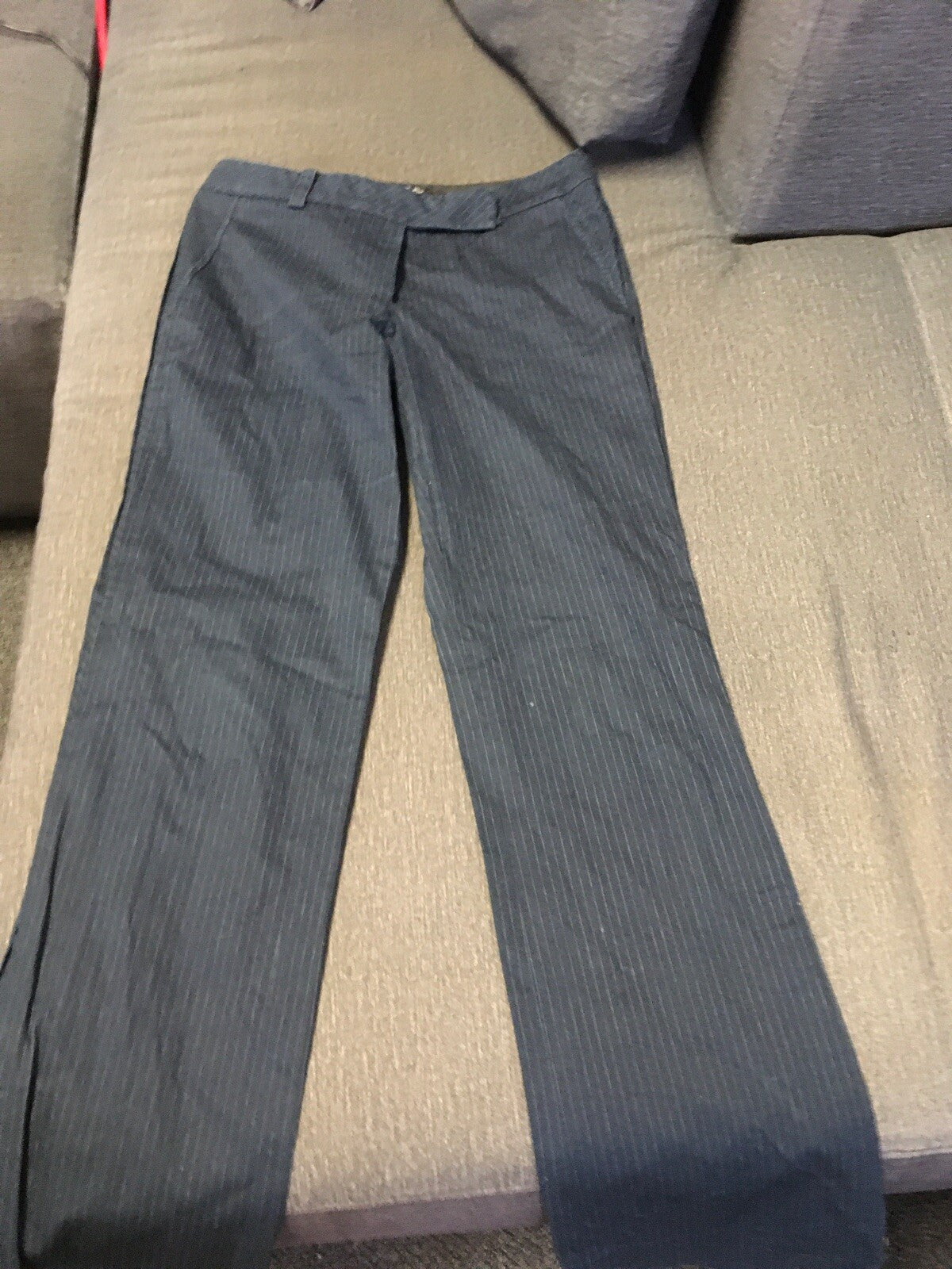 DKNY NEW Women's Navy Pinstriped Pull-on Clasp Casual Pants Sz 2 TEDO Business1