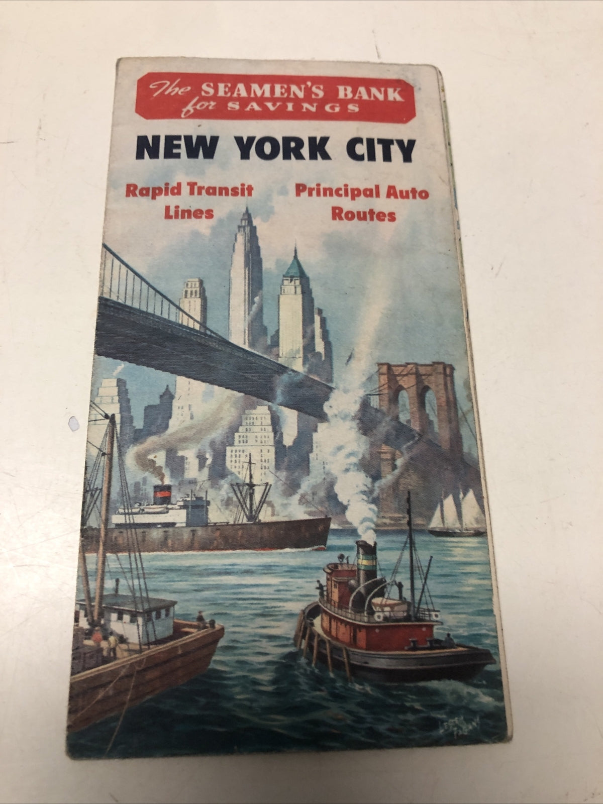 New York City VTG Map 1940's Rapid Transit Lines The Seamen’s Bank For Savings0
