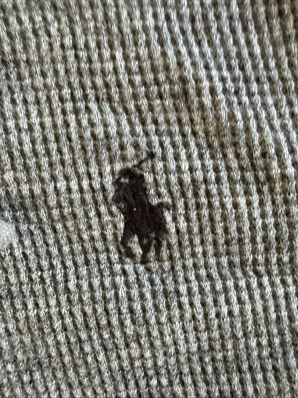 Polo Ralph Lauren Waffle Knit Hoodie Mens Grey Thermal Pullover sz XL1