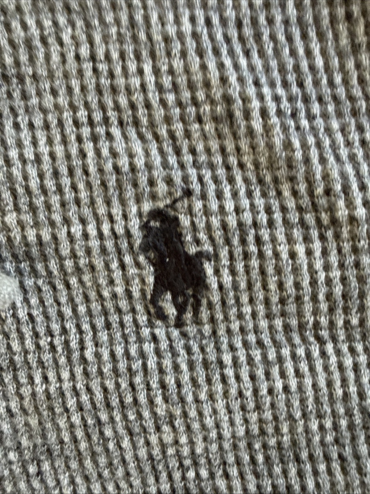 Polo Ralph Lauren Waffle Knit Hoodie Mens Grey Thermal Pullover sz XL1