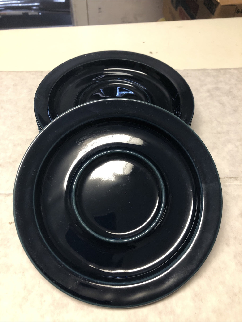 Vintage Lot Of 4 Dansk Bistro Navy Blue Plates Saucers 7” Portugal0