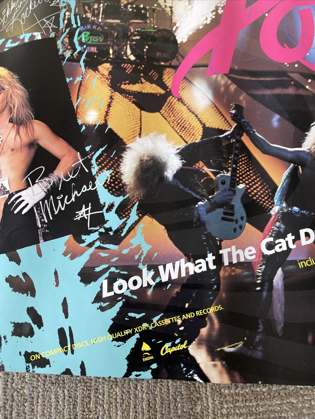1987 POISON Look What The Cat Dragged In Record Store Promo Poster #37 24x36”10