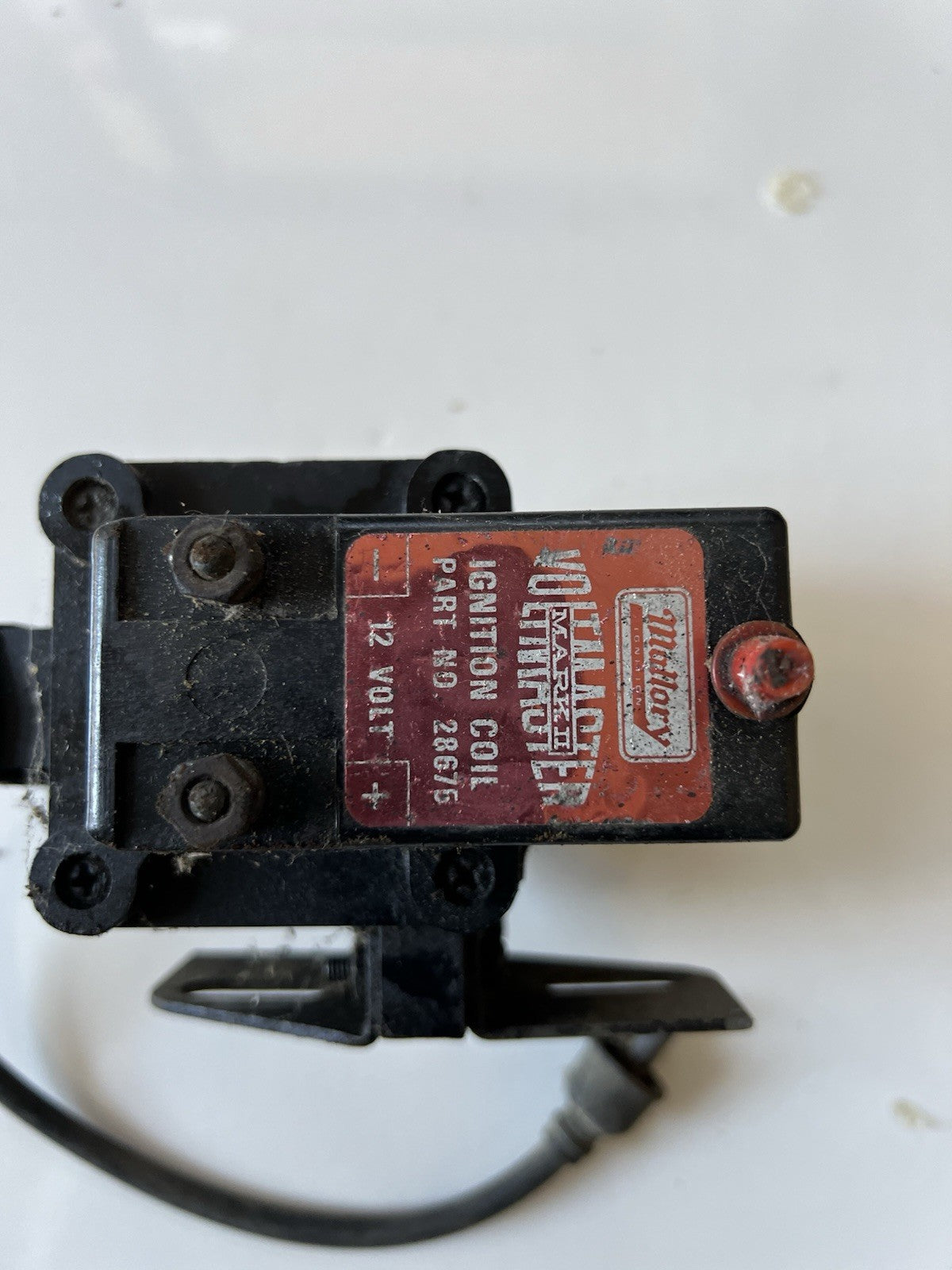 Vintage Mallory Voltmaster Ignition Coil 12V Part #28675 w/ Bracket2