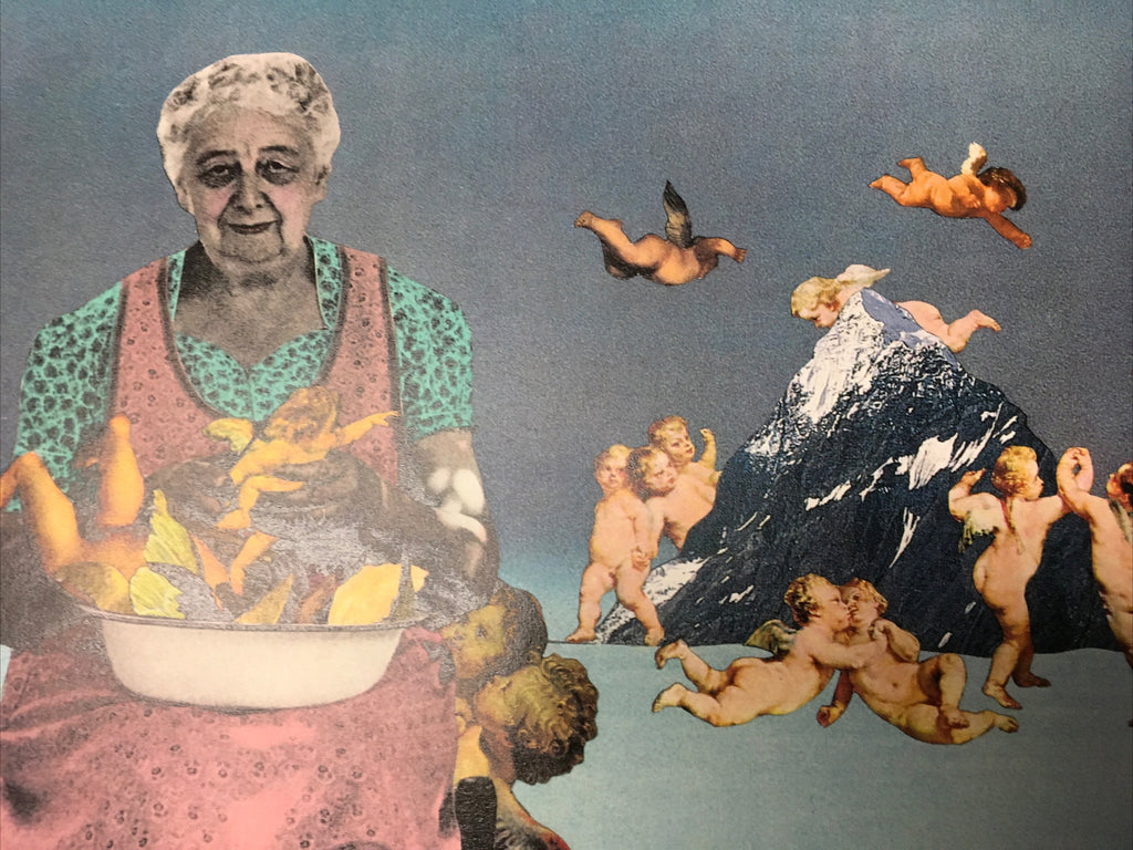 1991 Artist BARRY KITE Collage Art Print “Wings” Pop Art, Satire, 14”x11”0