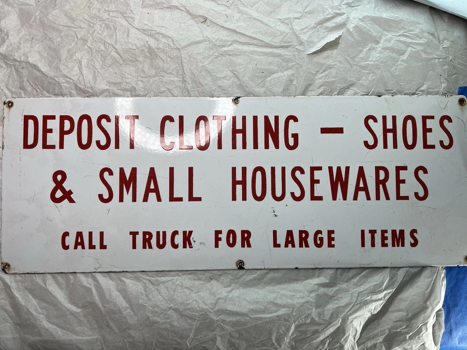 Vintage Porcelain Depot Clothing Shoes Small Housewares Sign 27x 100