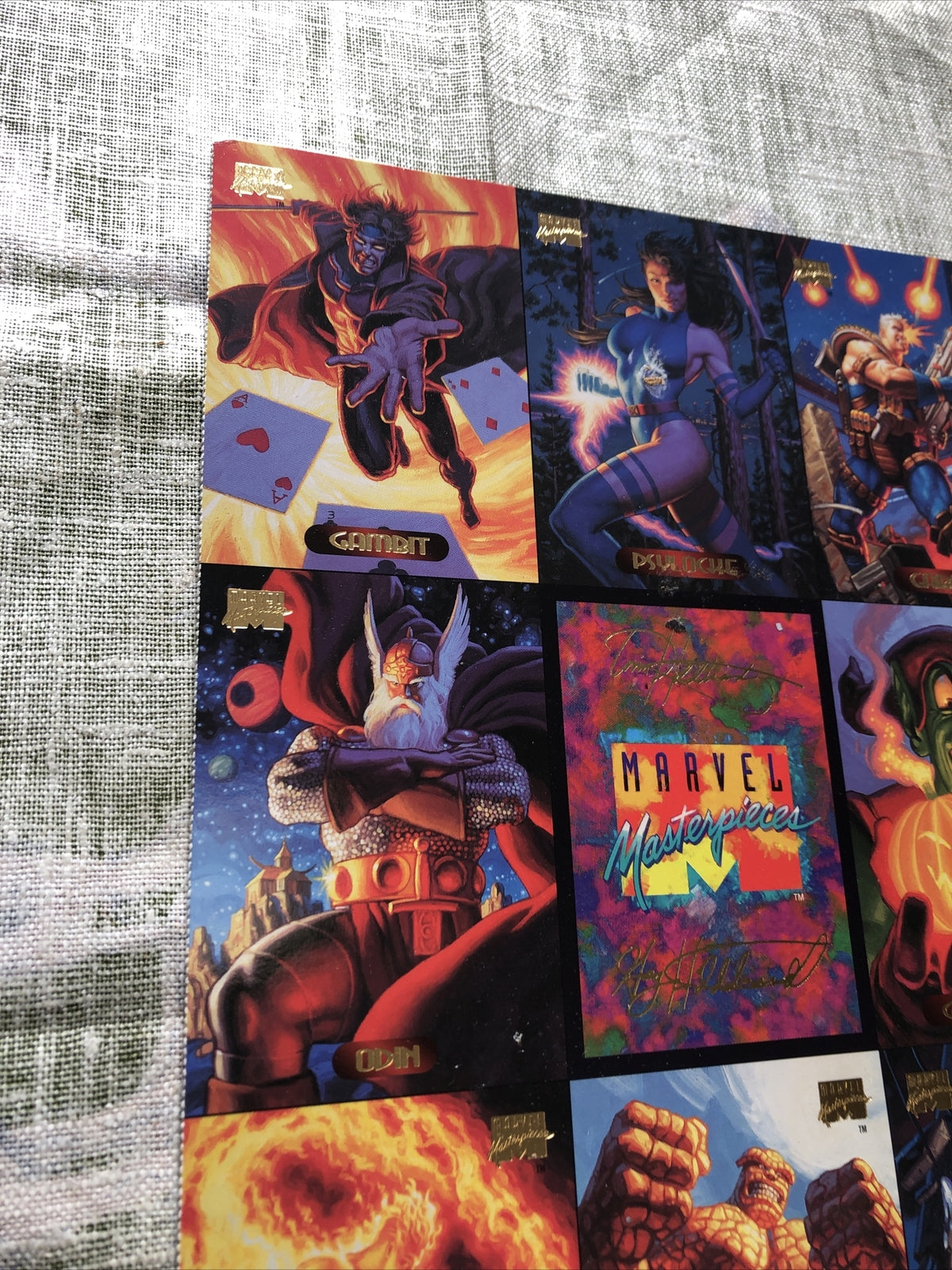 Vintage 1994 Marvel Masterpieces Uncut Sheet With 9 Cards2