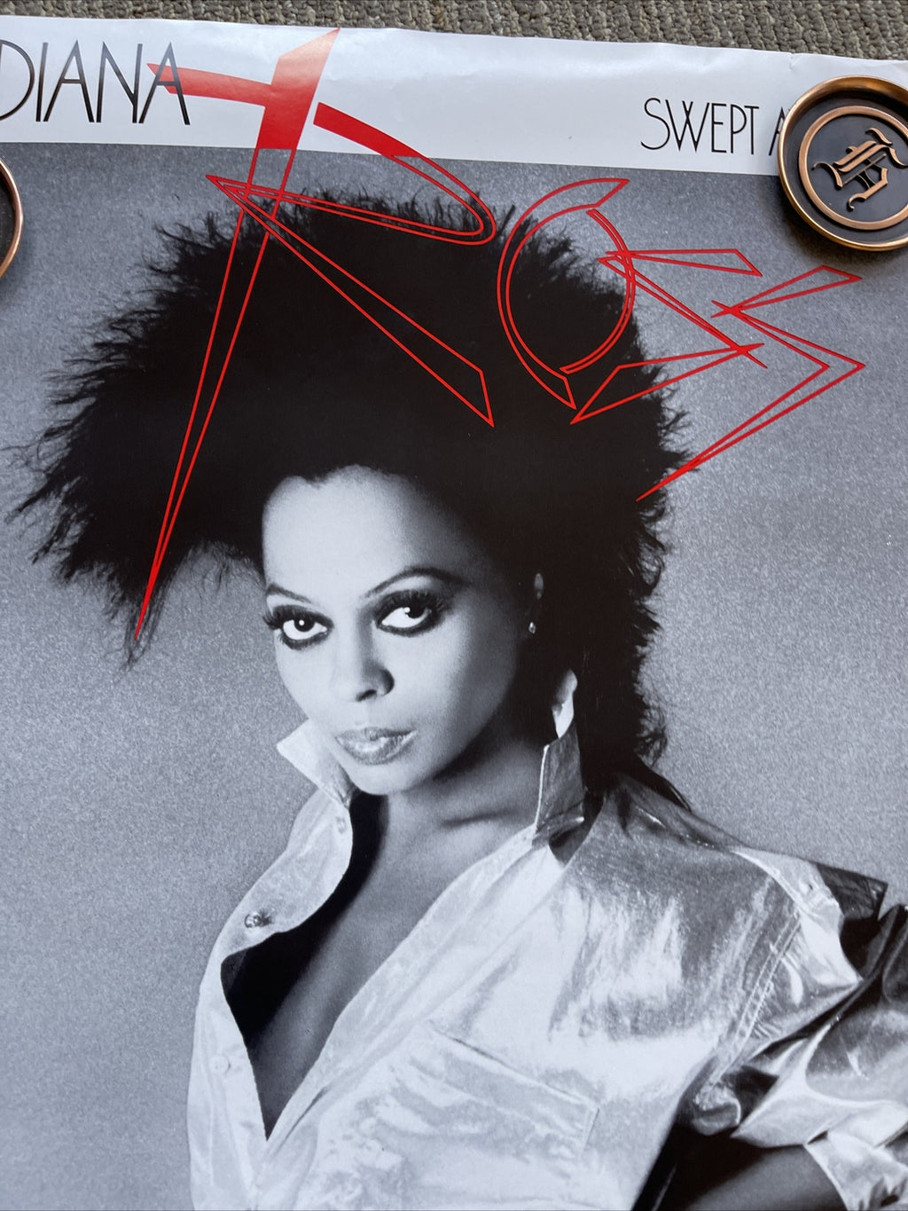 #198 1984 DIANA ROSS Swept Away Record Store Promo Poster 17.5x36” Rare!4