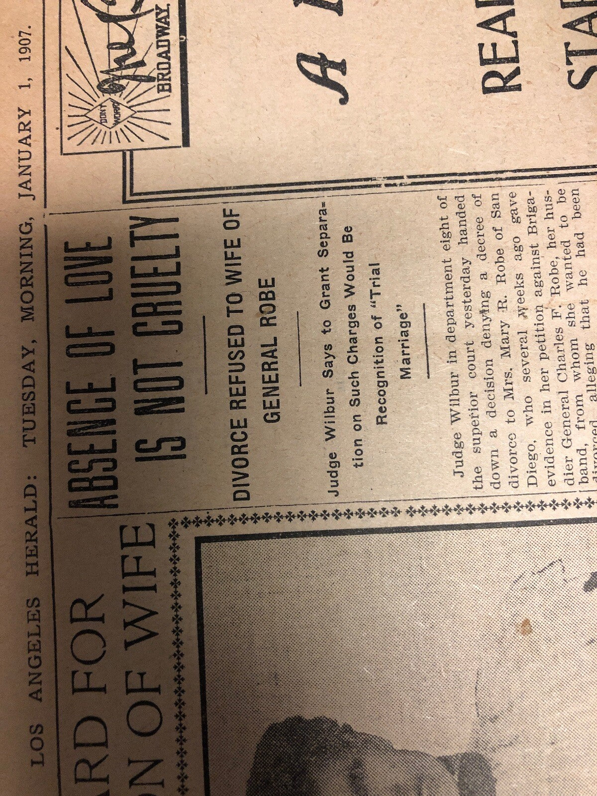 1907 VTG HERALD LOS ANGELES Newspaper And Certificate Authenticity Leather Cover4