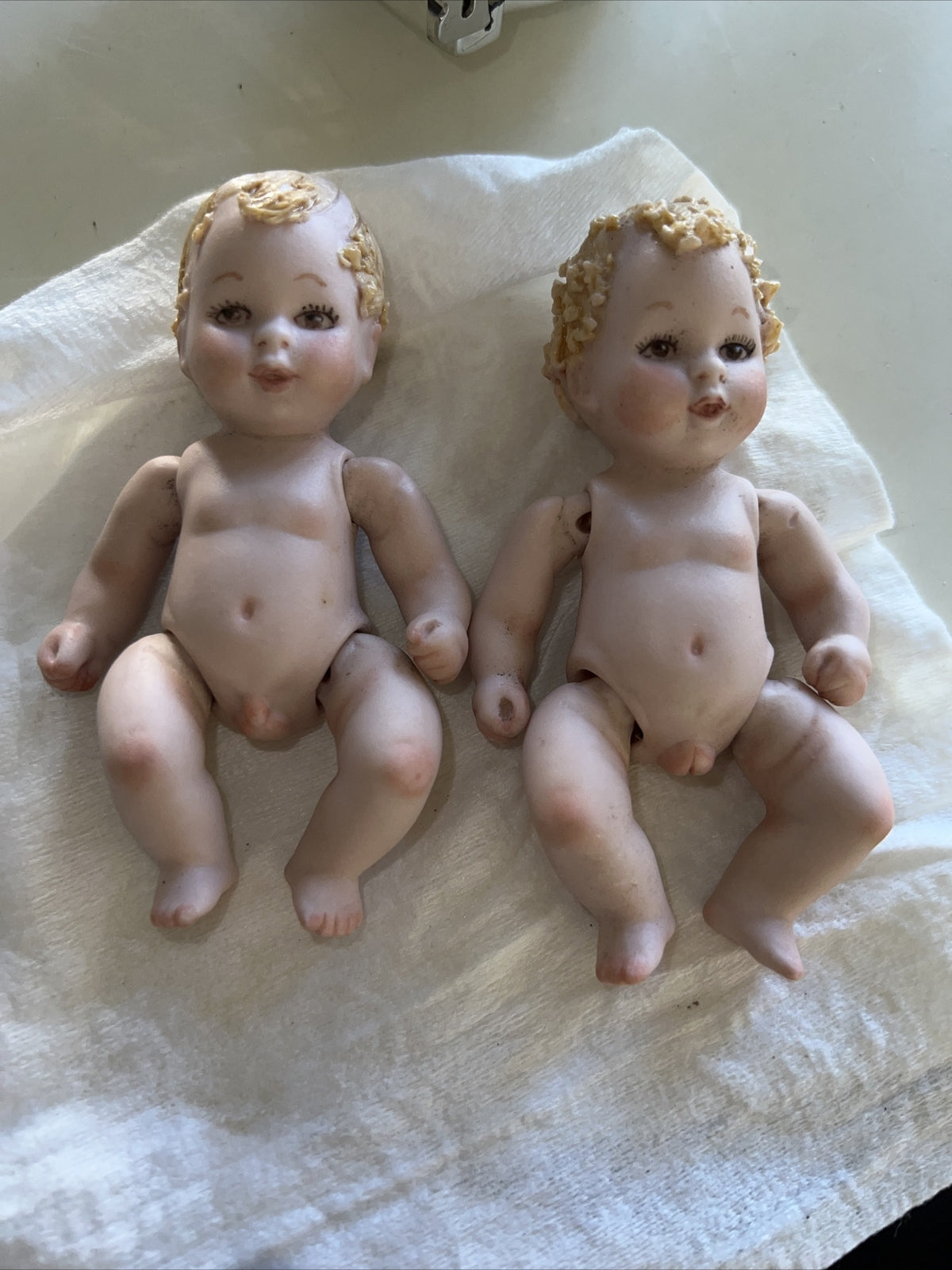 Vintage Pair of Anatomical Bisque Babies Brother and Sister Twins - Marie Berger1