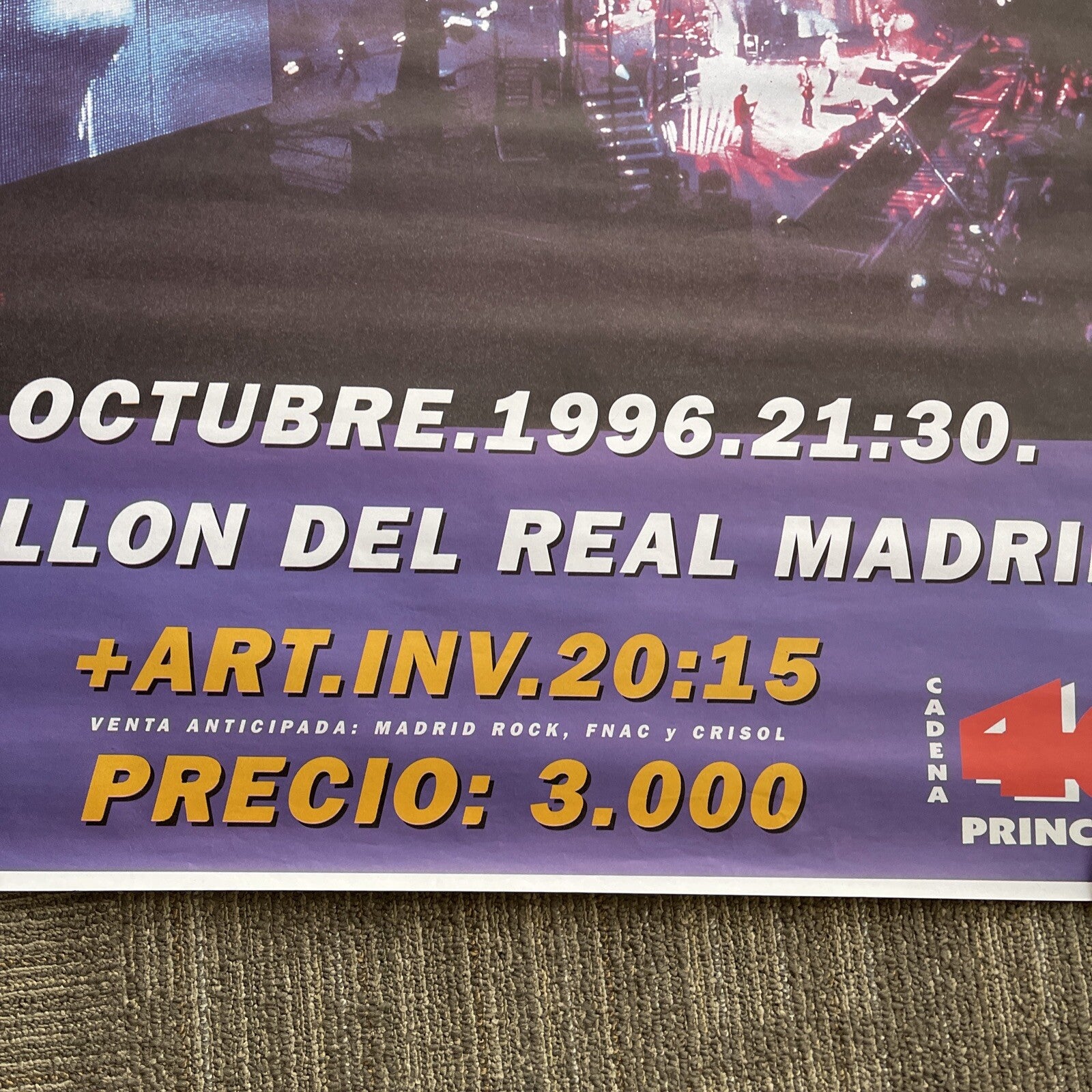 #171 1996 OASIS Concert Tour subway Promo Poster Real Madrid VG++ Rare 40x60”3