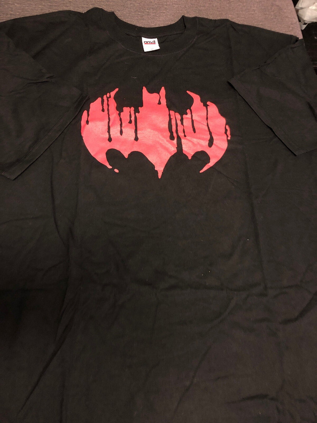 Batman Vintage 1985 Red Batman Paint Drip T-Shirt Size 3XL DC Comics1