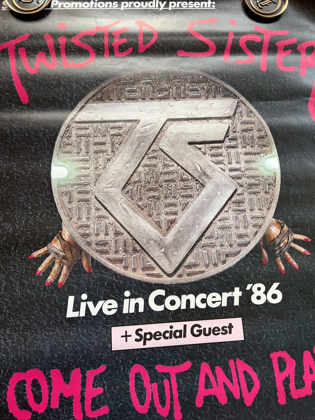 #192 1986 Twisted Sister Record Store Concert Promo Poster UK 33” X 23”3