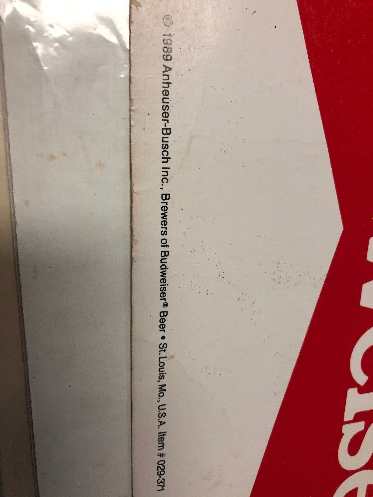 Vintage 1989  Giants Budweiser  Cardboard Sign 18”x17.5” Bit Folded On Corner2