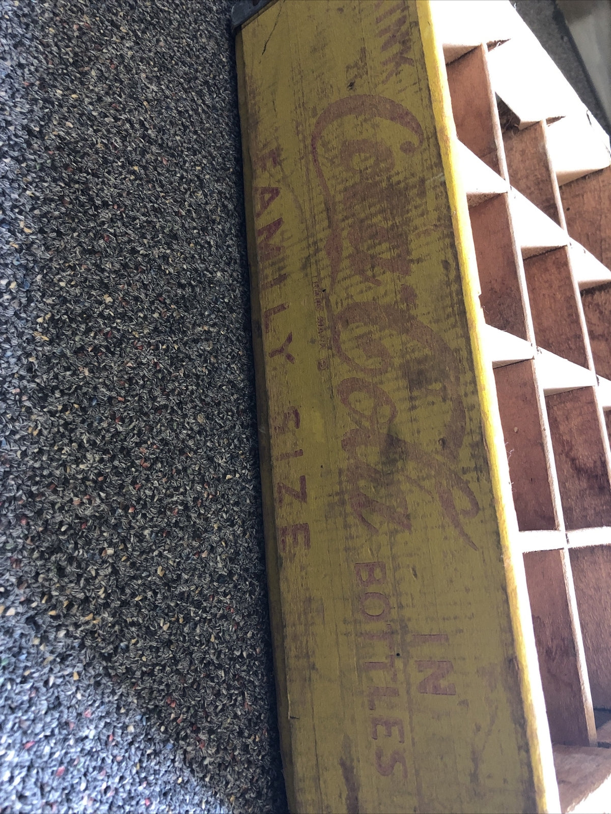 Vintage Yellow Wooden Crate Coke Coca-Cola Family Size Carry’s 122